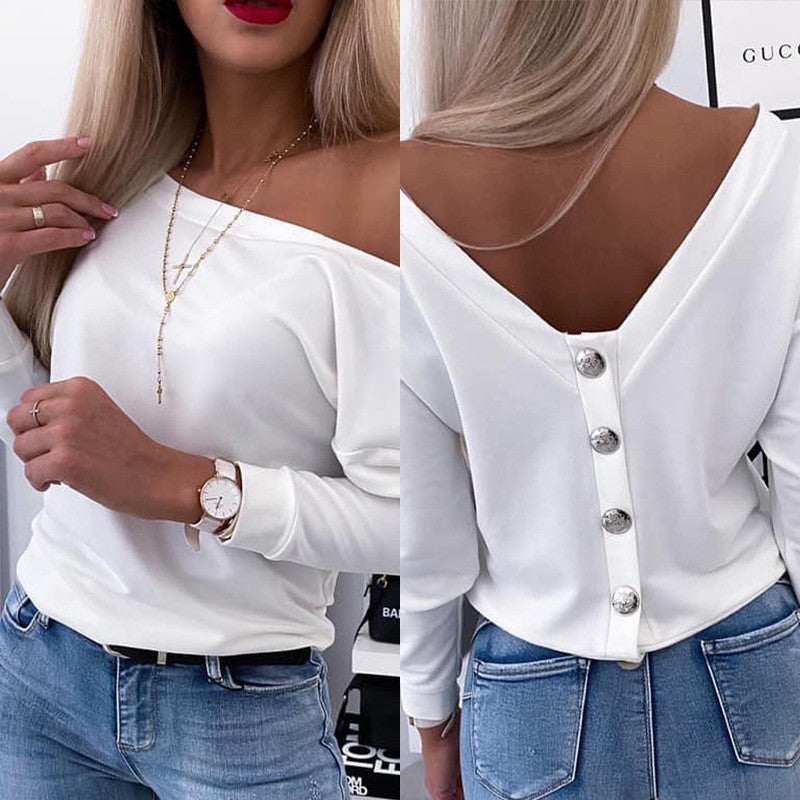 Women's Backless Long Sleeve Top