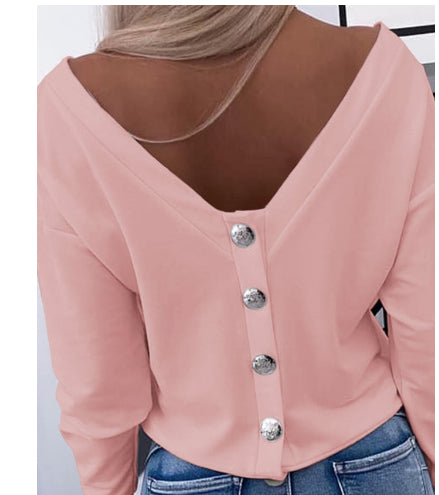 Women's Backless Long Sleeve Top