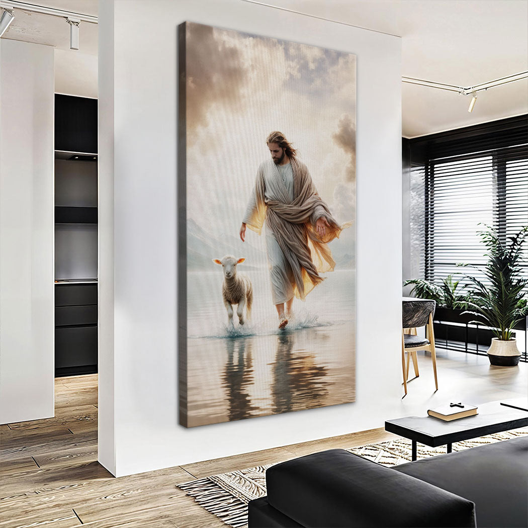 Jesus Protects the Lamb Faith Canvas Wall Art