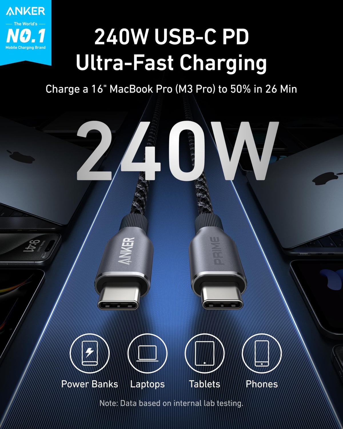 Anker Prime USB-C to USB-C Cable (240W)