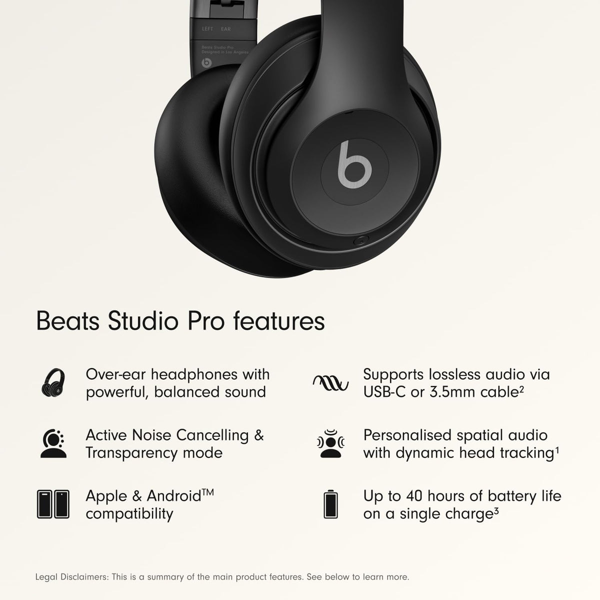 Beats Studio Pro Wireless Headphones Black Refurbished