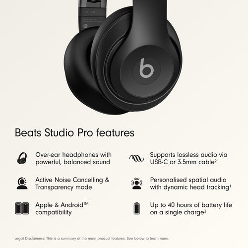 Beats Studio Pro Wireless Headphones Black Refurbished