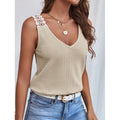 Lace-Detail Waffle Tank Top