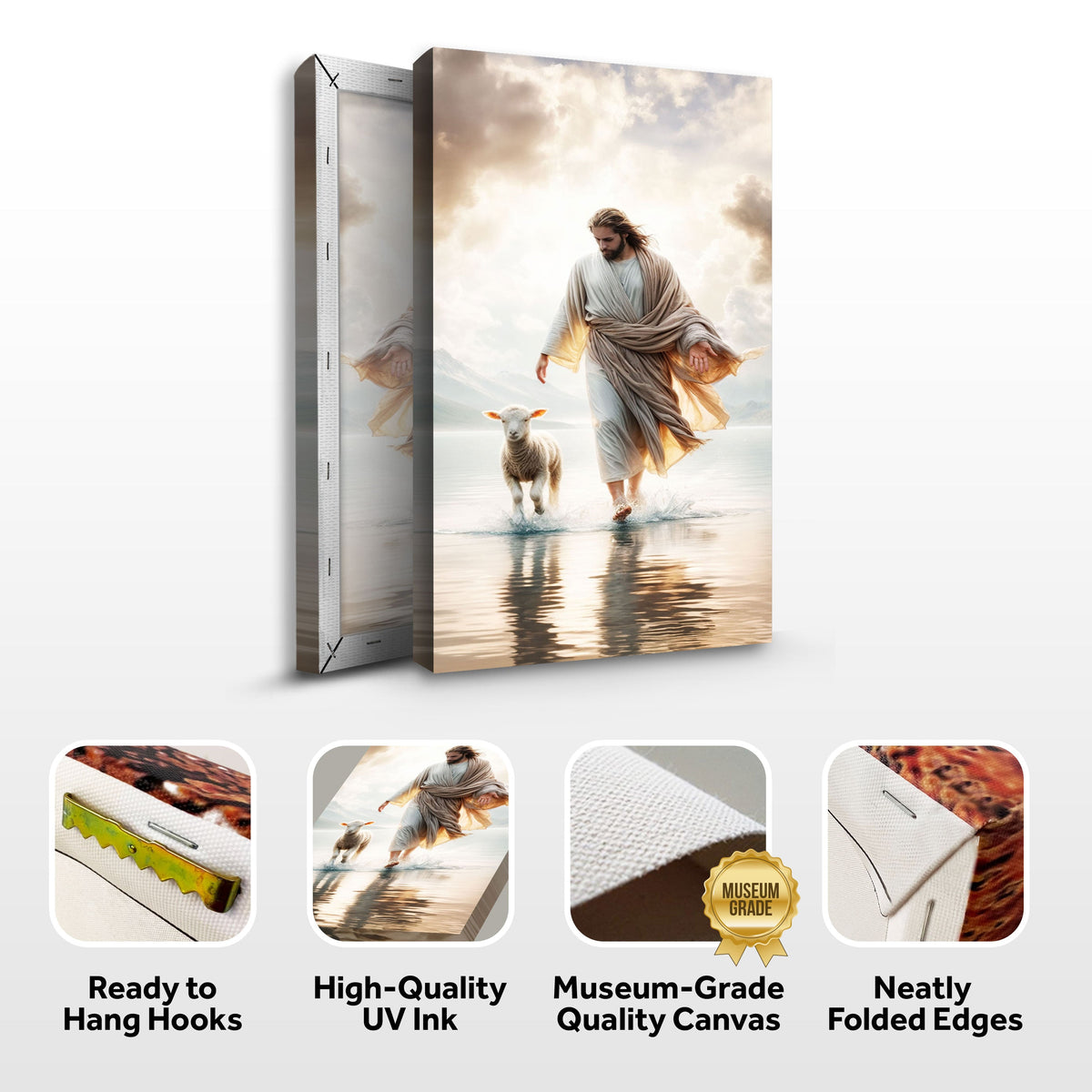 Jesus Protects the Lamb Faith Canvas Wall Art