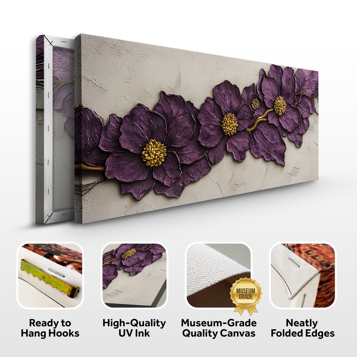 Purple Flower Plaster Wall Art