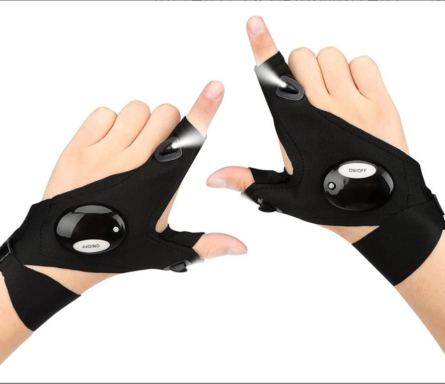 LED Flashlight Gloves for Fishing, Camping & Repairs