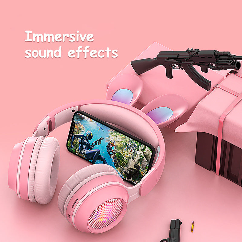 RGB Rabbit Ear Wireless Bluetooth Headphones