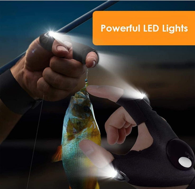 LED Flashlight Gloves for Fishing, Camping & Repairs