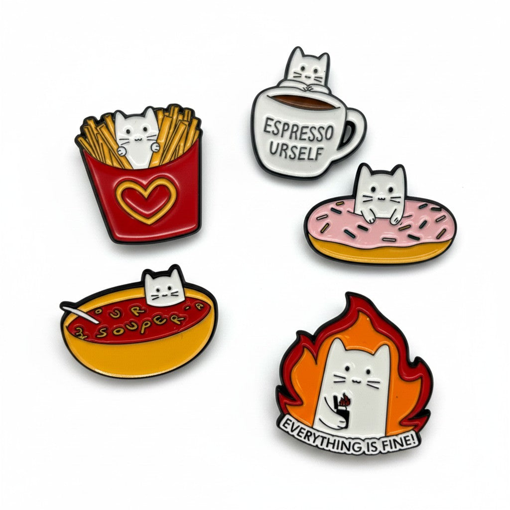 Kawaii Cat Enamel Pin Set