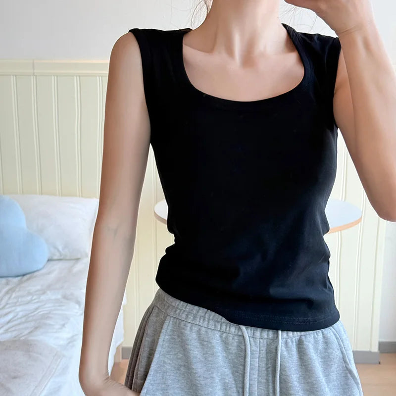 Women Solid Sleeveless Tank Top Camisole