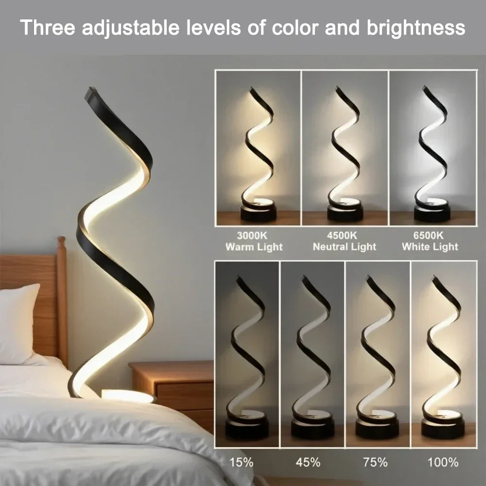Spiral LED Table Lamp with Adjustable Brightness