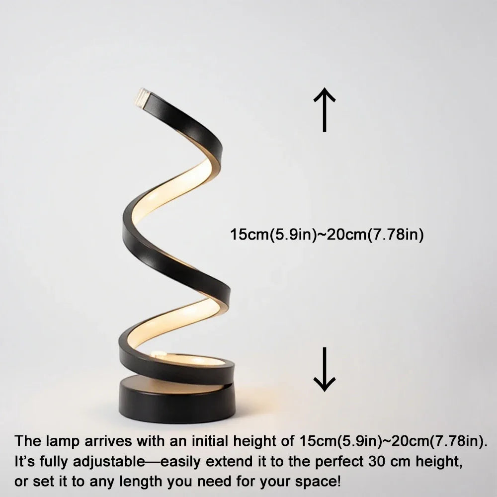 Spiral LED Table Lamp with Adjustable Brightness