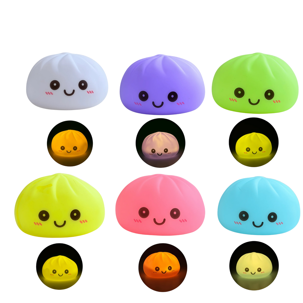 Simulation Dumplin Toy Night Light Soft Dumplings Soft Cute Steamer Birthday Gift Prank Props Colorful Dumping Toy Squishy Gifts