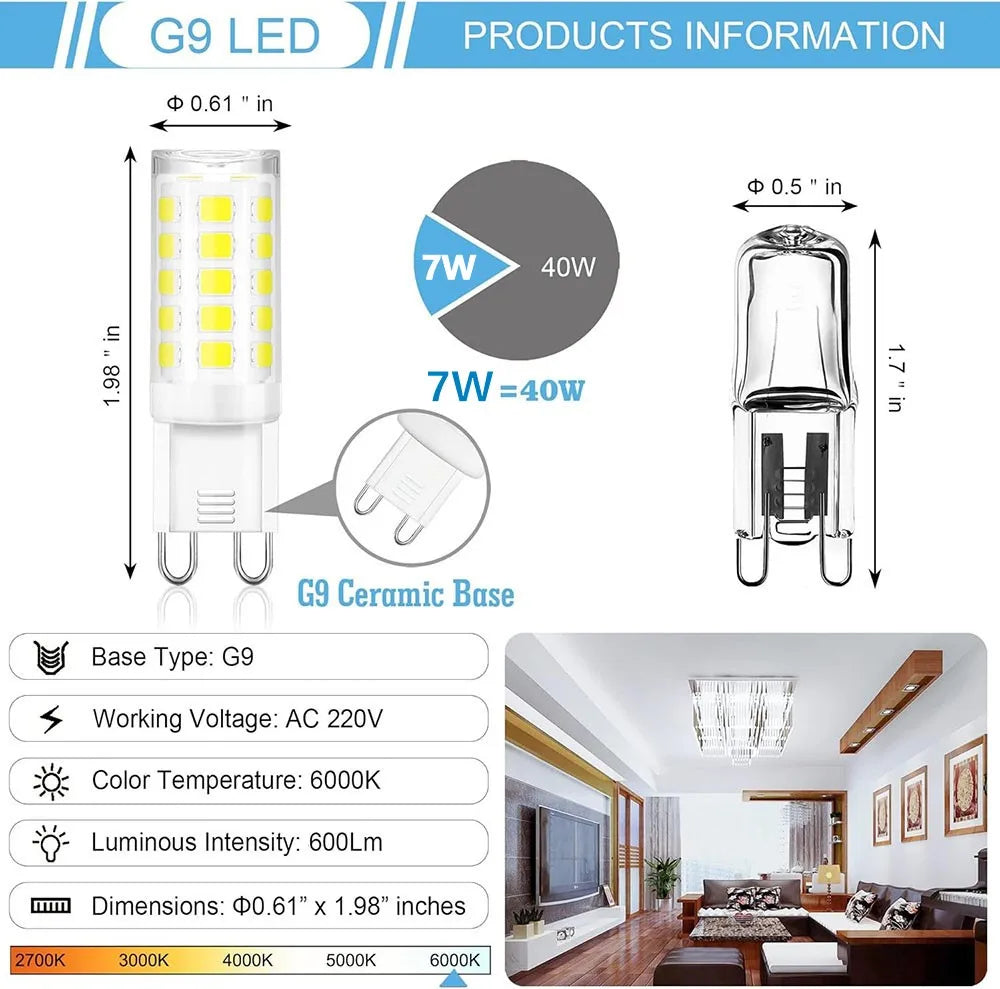 10Pcs G9 LED Bulb Warm/Cool White Spotlight Halogen Lighting
