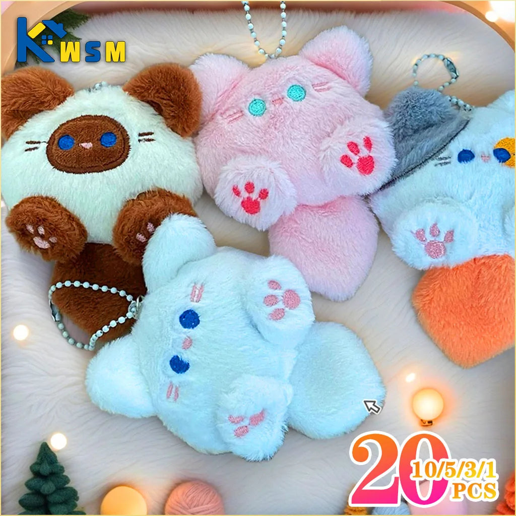 1-20PCS Cute Plush Long Tail Cat Pendant Cat Doll Doll School Bag Charm Key Charm