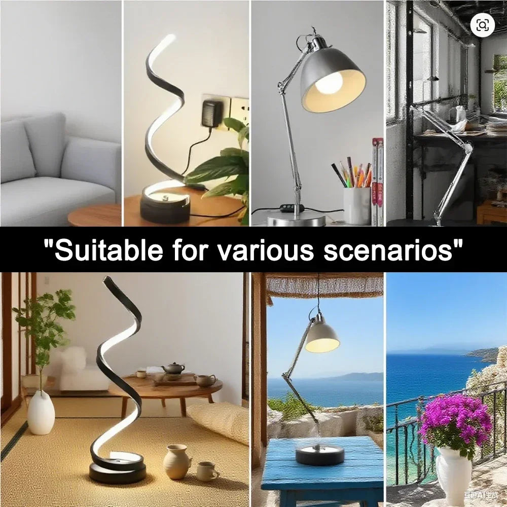 Spiral LED Table Lamp with Adjustable Brightness