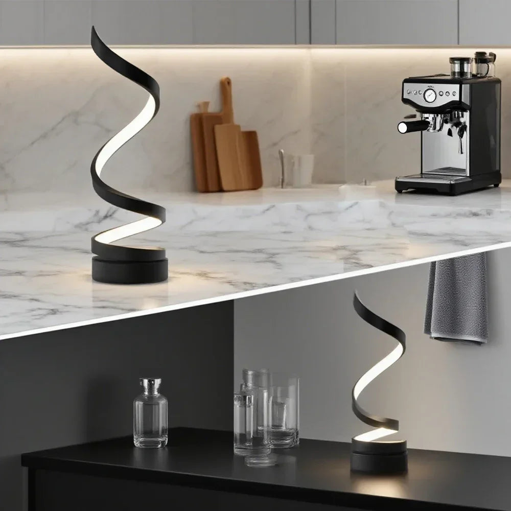 Spiral LED Table Lamp with Adjustable Brightness
