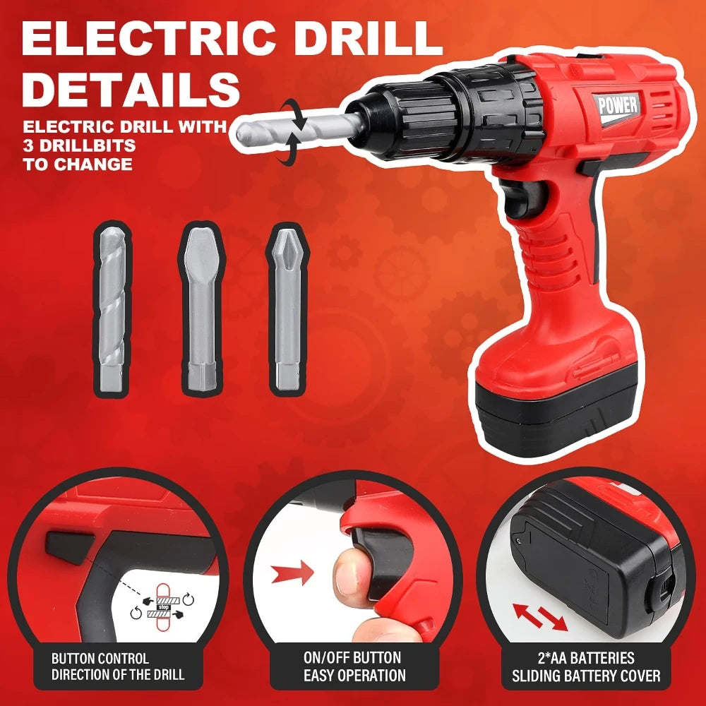 Kids Power Tool Set with Electric Toy Drill