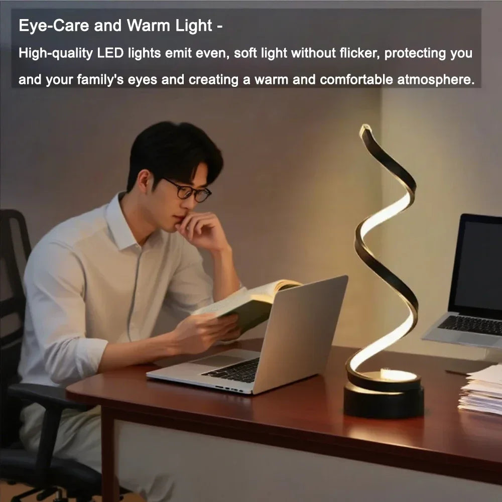 Spiral LED Table Lamp with Adjustable Brightness