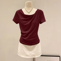 Summer Off Shoulder Top Women Summer Fashion Versatile Base Shirt