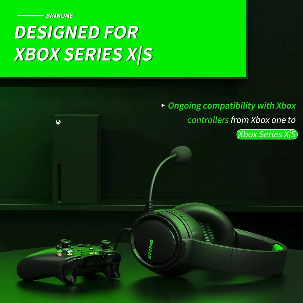 BINNUNE BG02 Gaming Headset with Mic for Xbox Series X|S Xbox One PS5 PS4 PC Switch, Wired Gamer Headphones