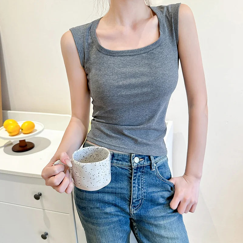 Women Solid Sleeveless Tank Top Camisole