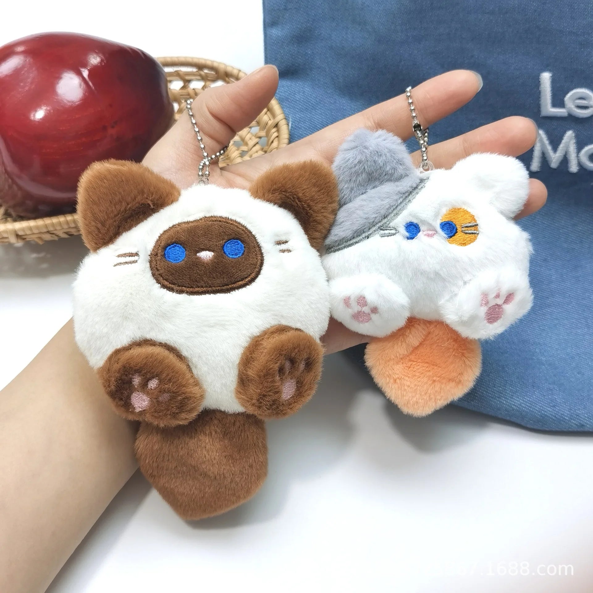1-20PCS Cute Plush Long Tail Cat Pendant Cat Doll Doll School Bag Charm Key Charm