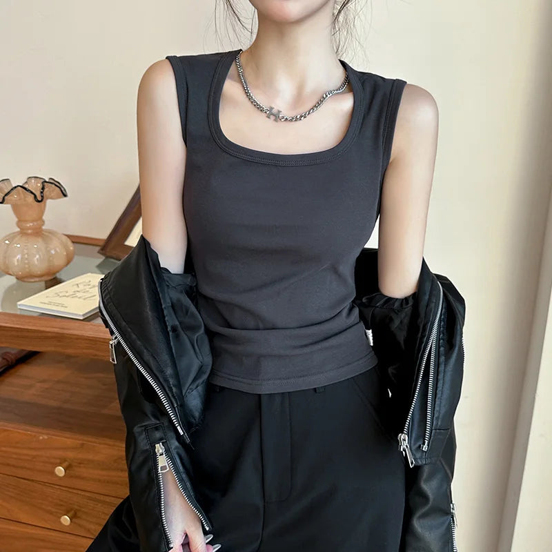 Women Solid Sleeveless Tank Top Camisole