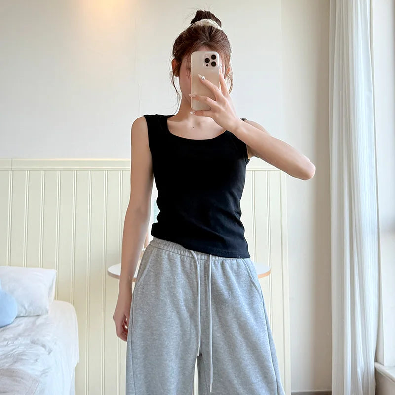 Women Solid Sleeveless Tank Top Camisole