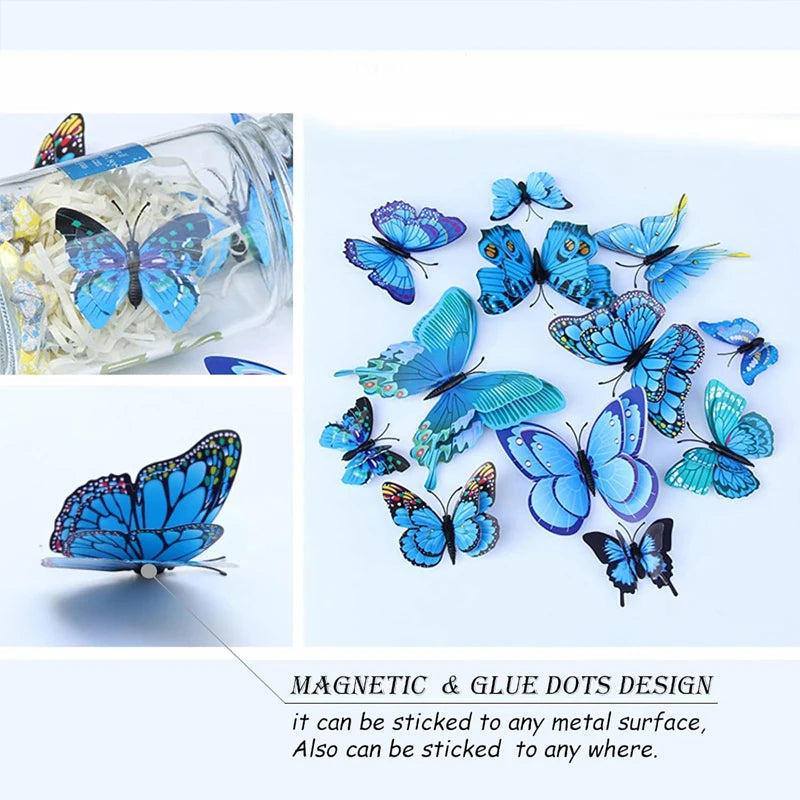 3D Butterfly Wall Decor Butterfly Decorations Stickers with Magnets