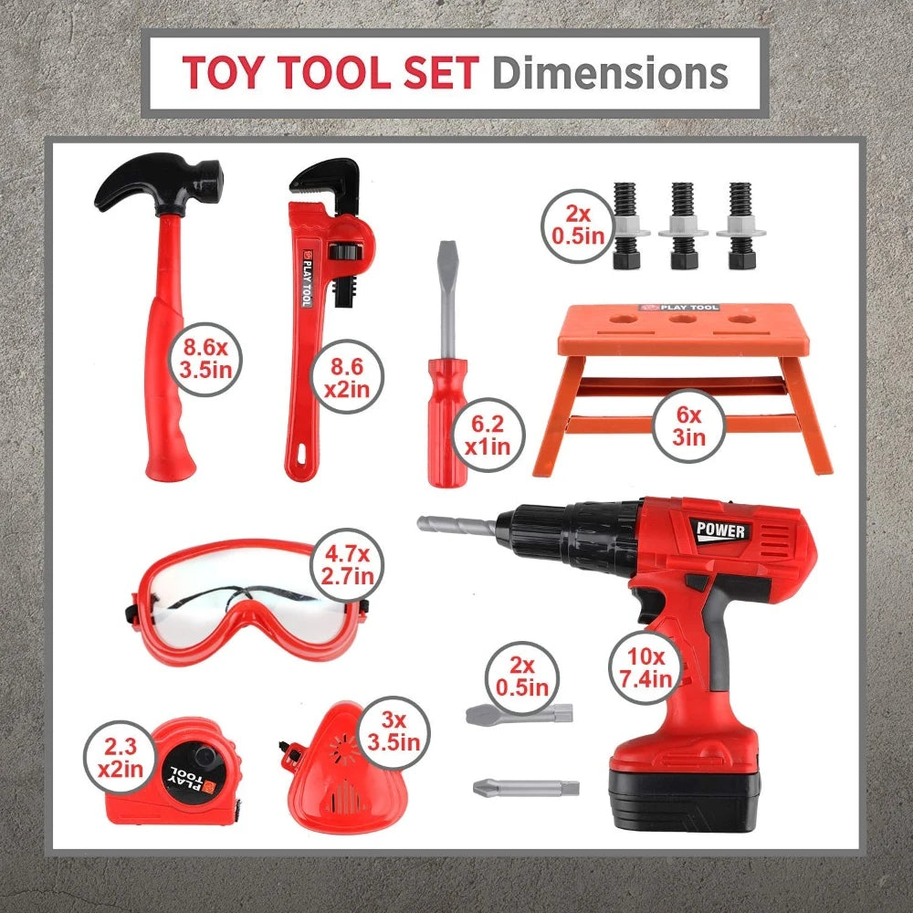 Kids Power Tool Set with Electric Toy Drill