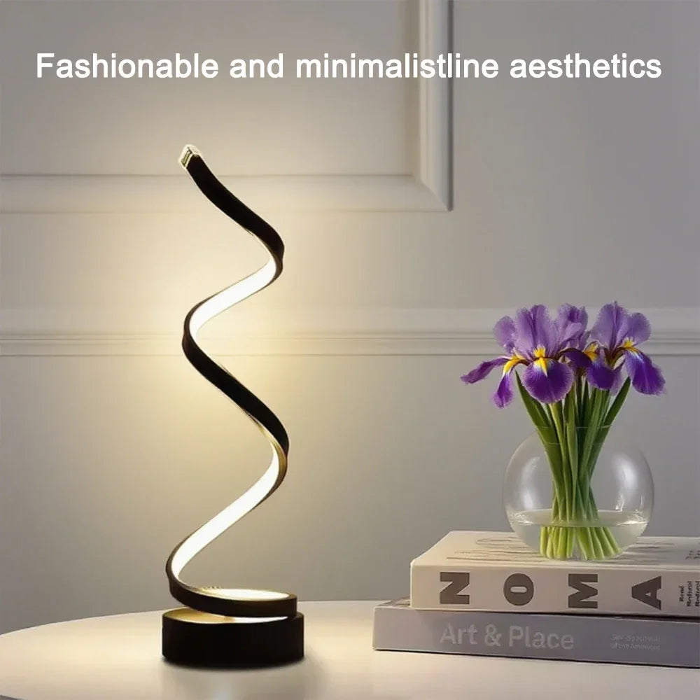 Spiral LED Table Lamp with Adjustable Brightness