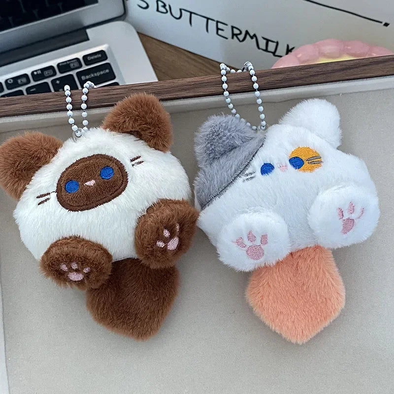1-20PCS Cute Plush Long Tail Cat Pendant Cat Doll Doll School Bag Charm Key Charm