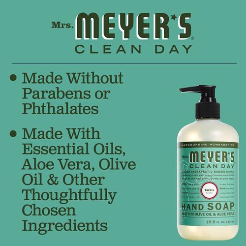 Mrs. Meyers Clean Day Hand Soap Refill, Made With Essential Oils, Biodegradable Formula, Basil, 33 Fl. Oz