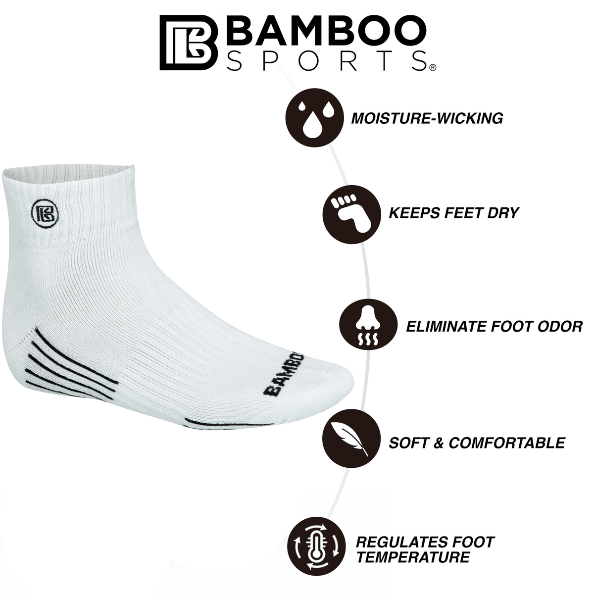 Men's Bamboo Quarter Crew Hiking Socks