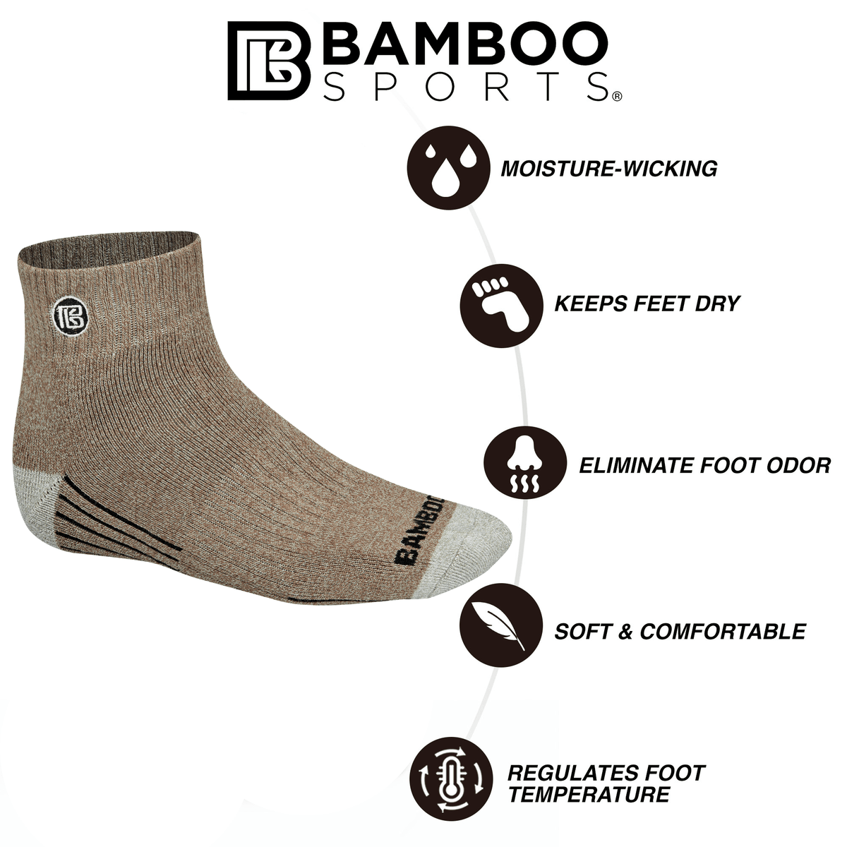 Men's Bamboo Quarter Crew Hiking Socks