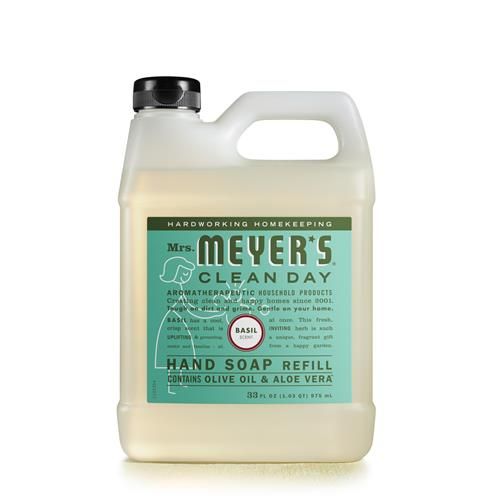 Mrs. Meyers Clean Day Hand Soap Refill, Made With Essential Oils, Biodegradable Formula, Basil, 33 Fl. Oz
