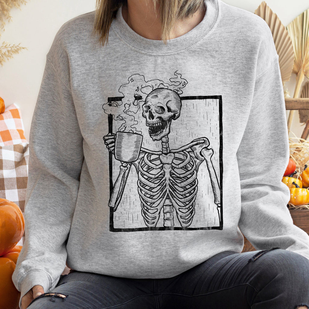 Skeleton Coffee Halloween Graphic Sweatshirt