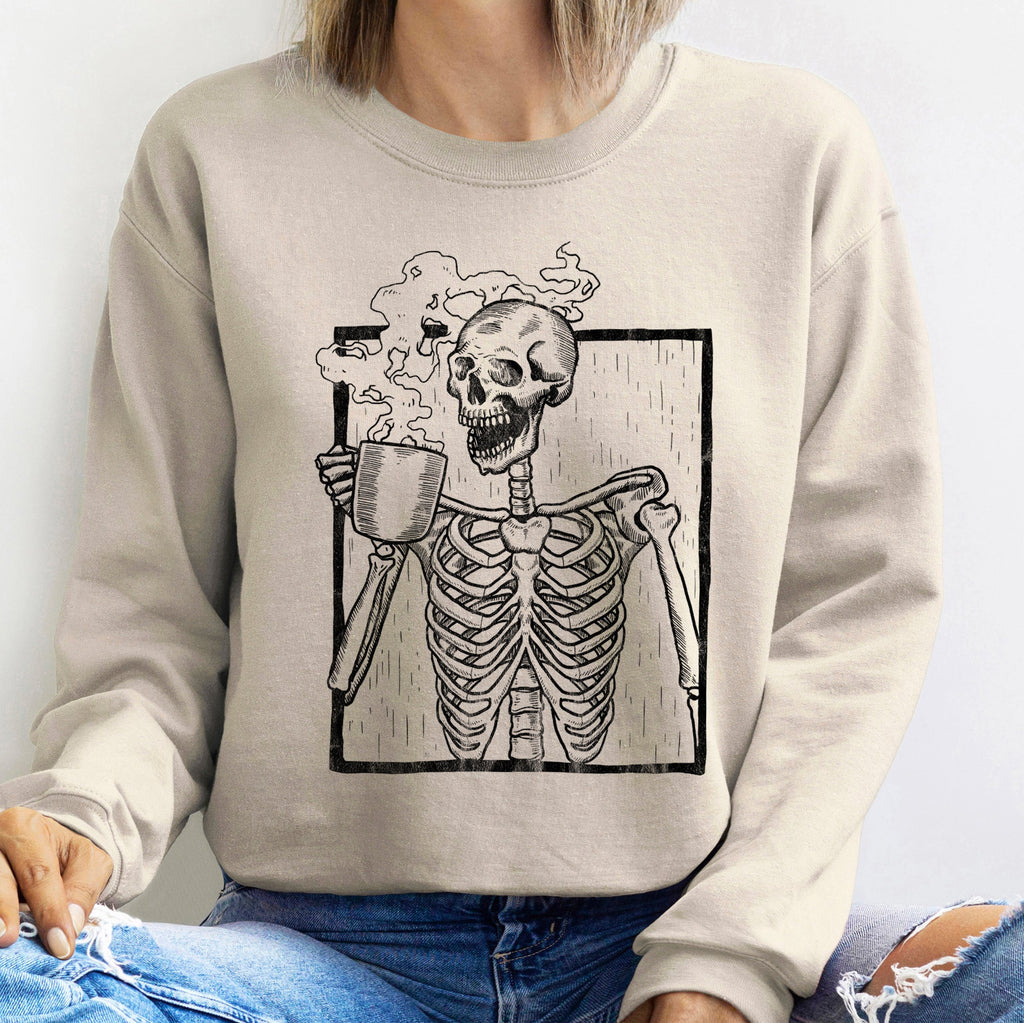 Skeleton Coffee Halloween Graphic Sweatshirt