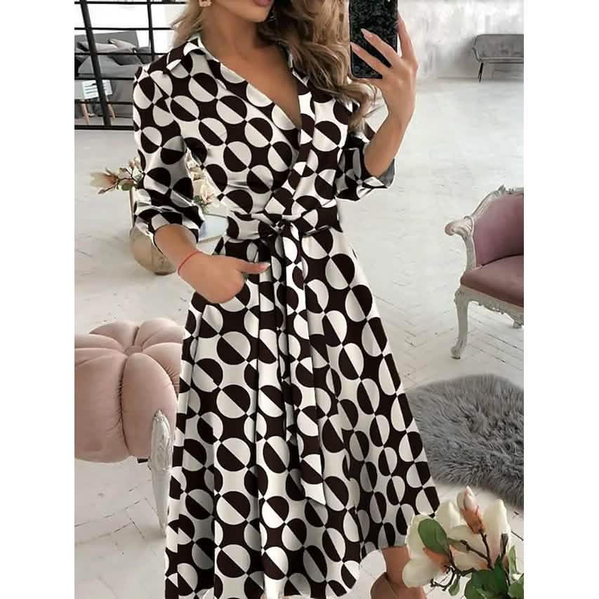 Women's A-Line Midi Dress with Pockets