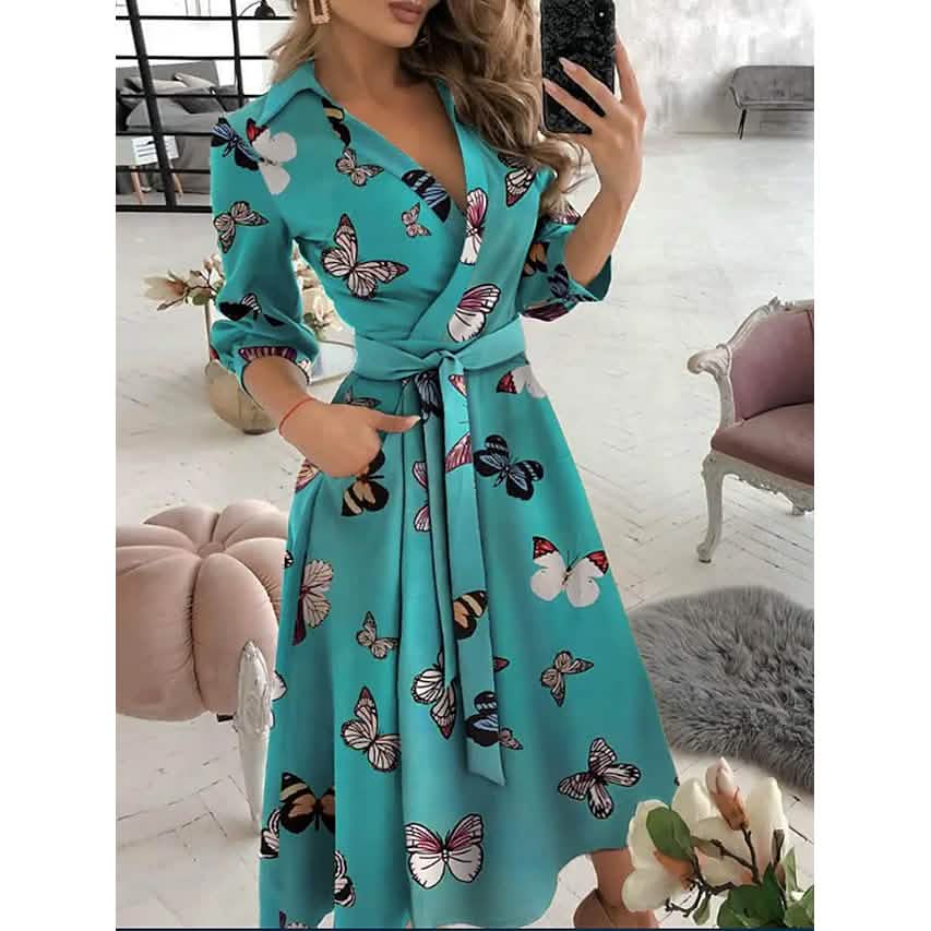 Women's A-Line Midi Dress with Pockets