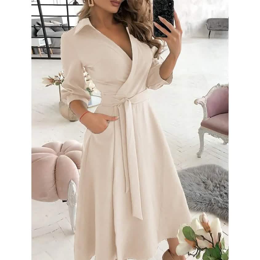 Women's A-Line Midi Dress with Pockets