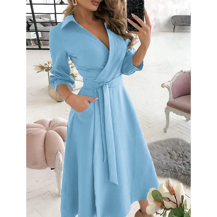 Women's A-Line Midi Dress with Pockets