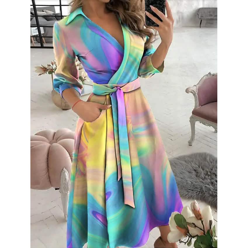 Women's A-Line Midi Dress with Pockets